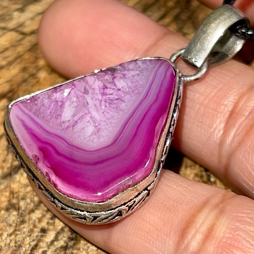 Banded Botswana Agate Pendant 1 1/2”